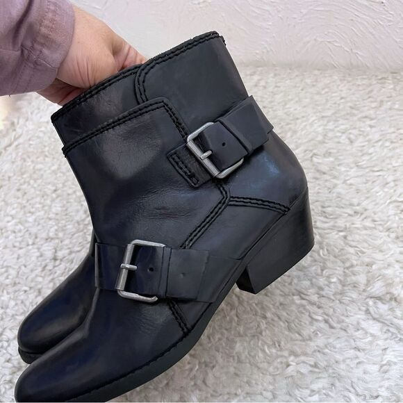 Nine West  Vasabady Black Leather Ankle Booties Vintage America Collection SZ 8 - Picture 6 of 11